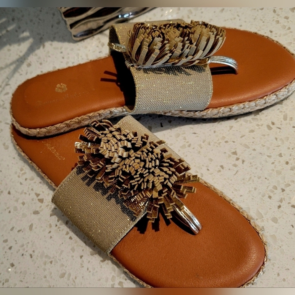 Tommy Bahama Women's Tan Brown Slide Sandals | Size 6.5 - Picture 2 of 5